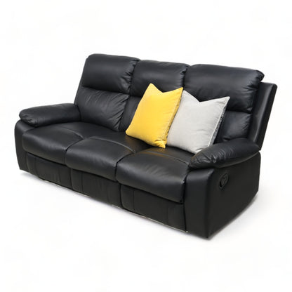 Nyrenset | Sort Mayfield 3-seter sofa med manuell recliner fra A-Møbler