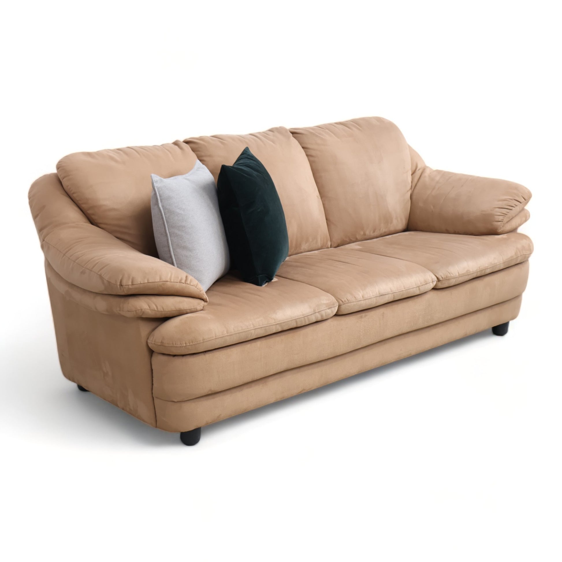 Nyrenset | Lys brun 3-seter sofa i semsket skinn