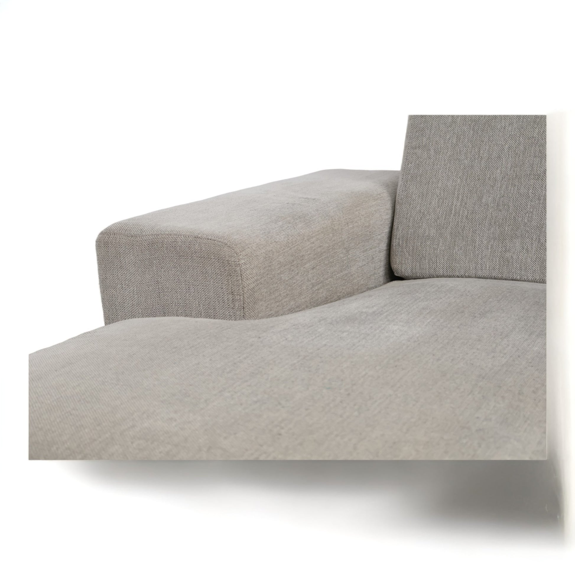 Nyrenset | Lys grå u-sofa med nakkestøtter