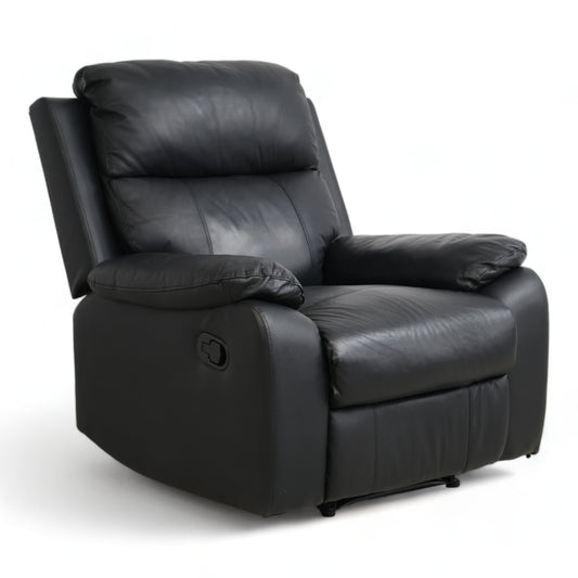 Nyrenset | Sort Mora manuell recliner-stol i skinn