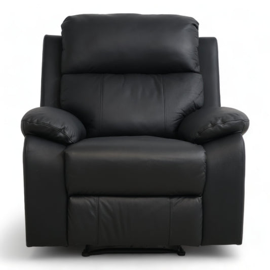Nyrenset | Sort Mayfield manuell recliner-stol i skinn fra A-Møbler