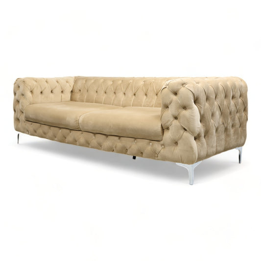 Nyrenset | Gyllen velur Chester design 2-seter sofa