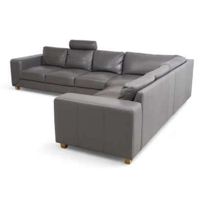 Nyrenset | Grå Hjort Knudsen hjørnesofa i skinn