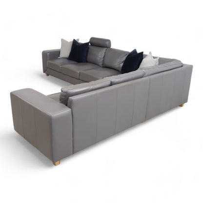 Nyrenset | Grå Hjort Knudsen hjørnesofa i skinn