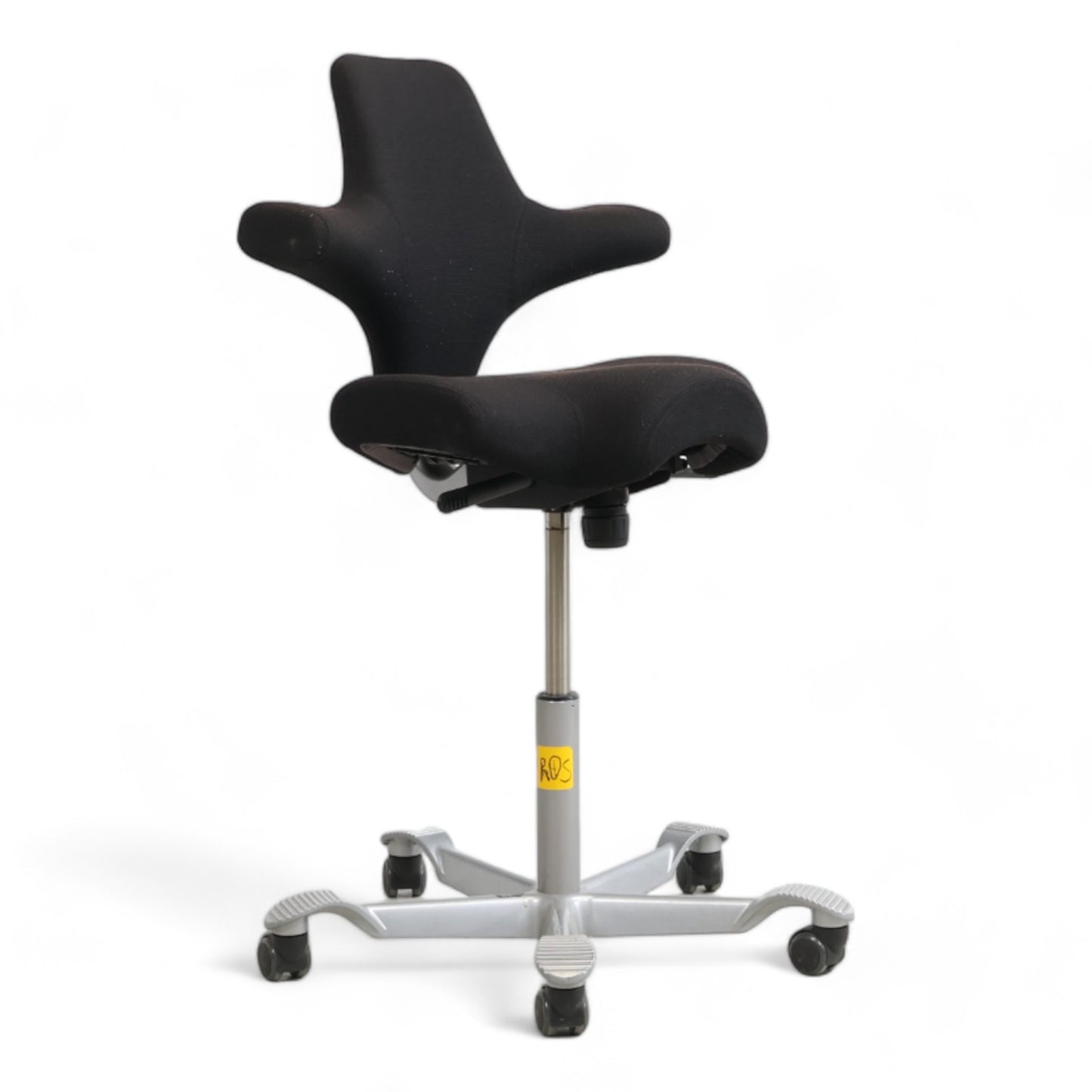 Nyrenset | Sort Håg Capisco kontorstol med sadelsete og grått understell