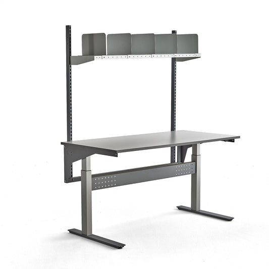Helt nytt | Komplett arbeidsbord med hev/senk og hylleplate, L1600 B800 mm fra AJ Produkter
