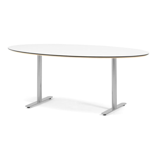 Helt nytt | Møtebord SELMA, ellipseformet, L1900 mm, hvit/grå