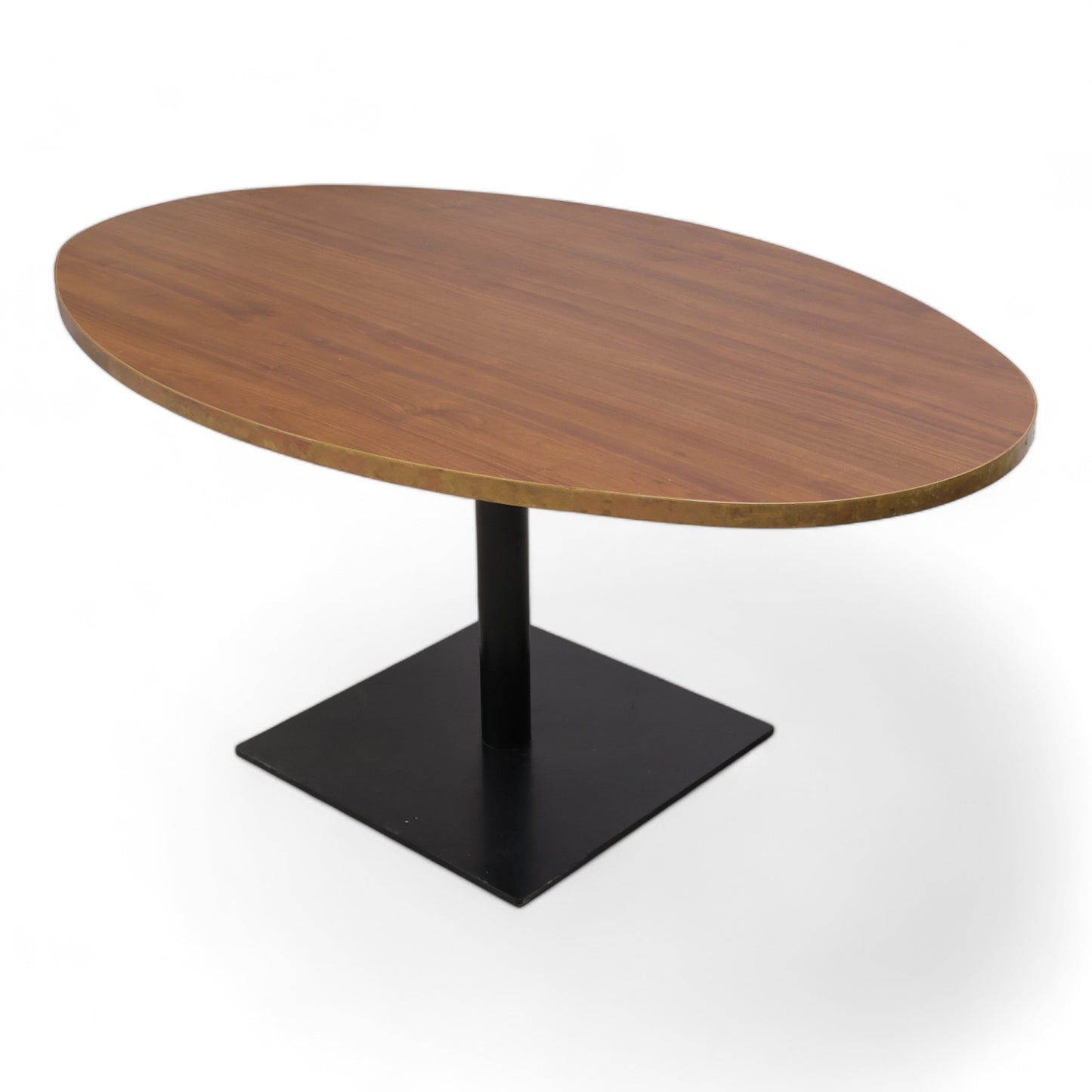Kvalitetssikret | Robust rundt bord med brun plate og metallkant