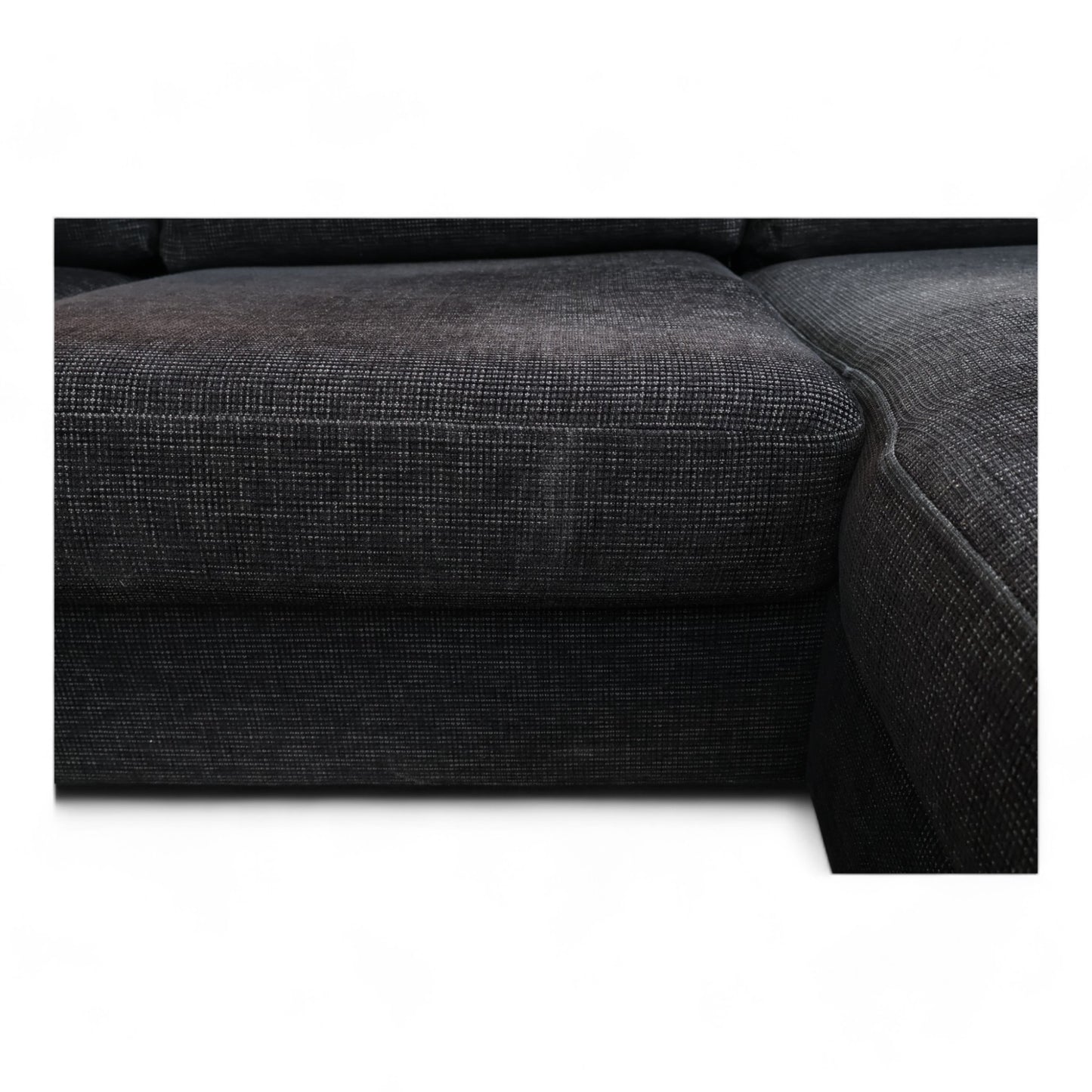 Nyrenset | Komfortabel Burhens hjørnesofa med sjeselong i mørk grå
