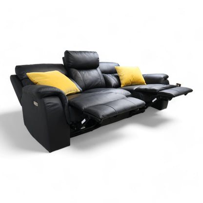 Nyrenset | Mayfield Sofa 3-seter reclinersofa i sort hud/PVC