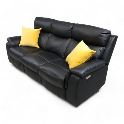 Nyrenset | Mayfield Sofa 3-seter reclinersofa i sort hud/PVC