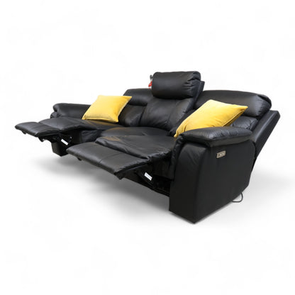 Nyrenset | Mayfield Sofa 3-seter reclinersofa i sort hud/PVC