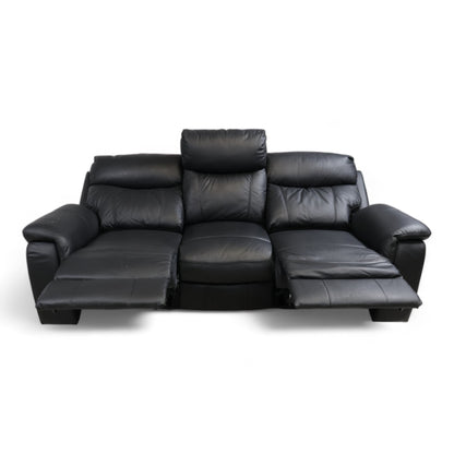 Nyrenset | Mayfield Sofa 3-seter reclinersofa i sort hud/PVC