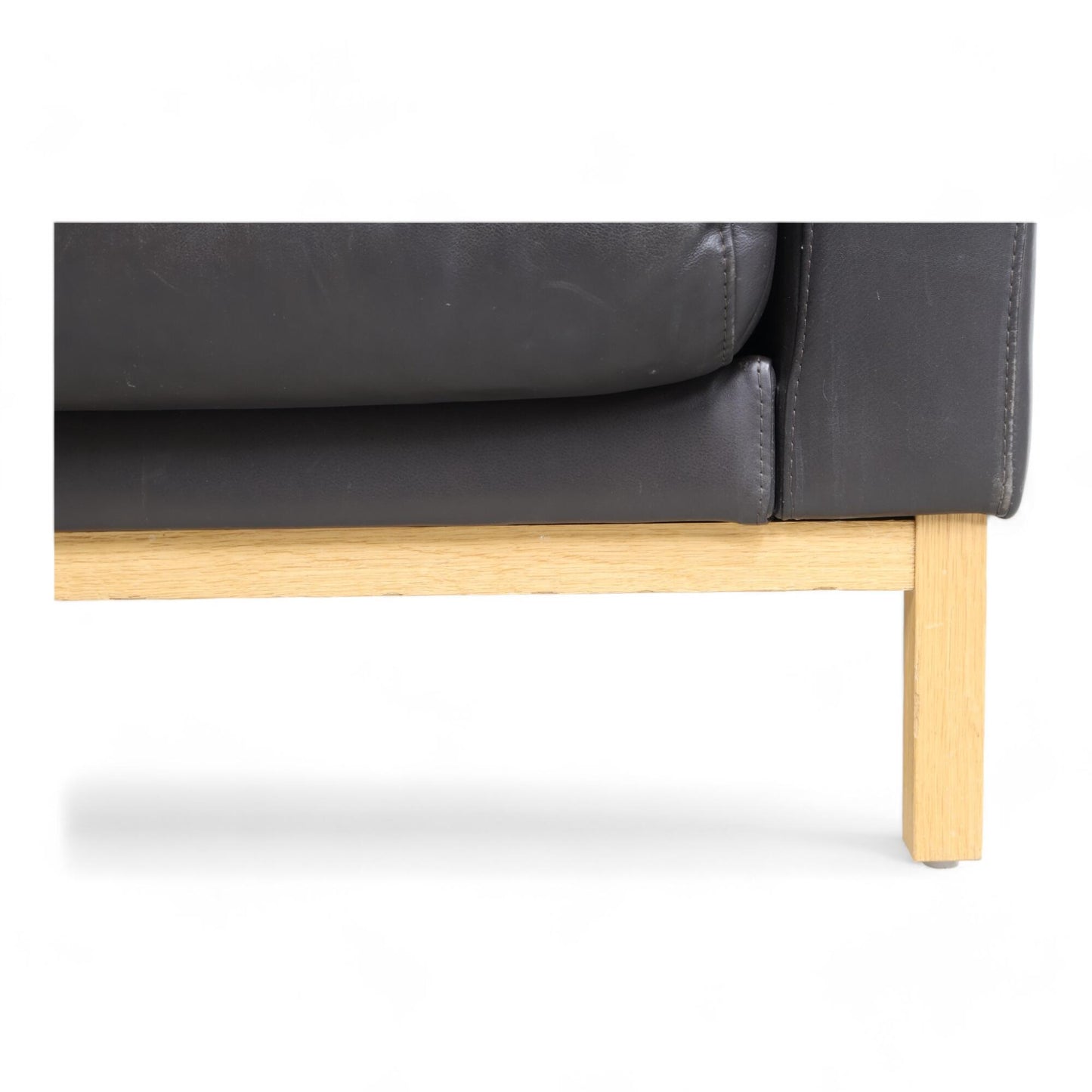 Nyrenset | Mørk brun Bolia North sofa med sjeselong i skinn