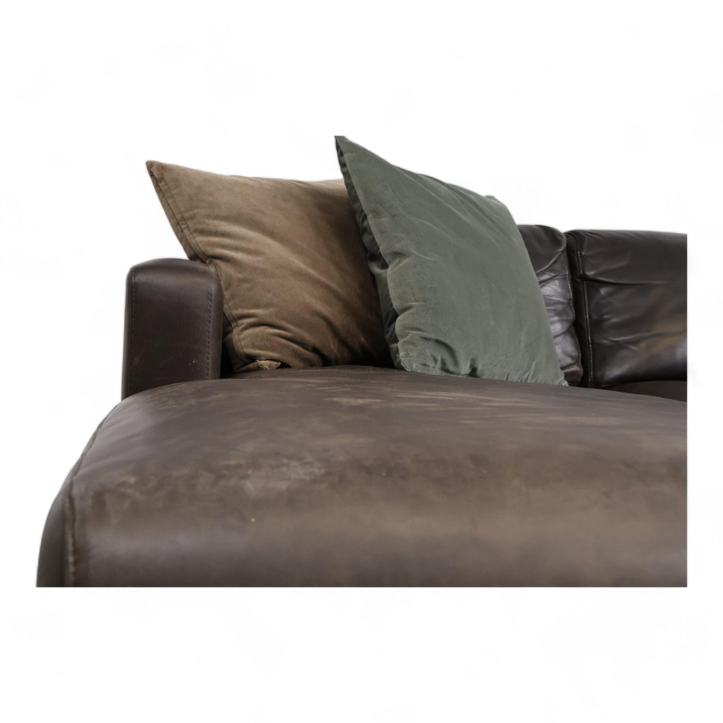 Nyrenset | Mørk brun Bolia North sofa med sjeselong i skinn