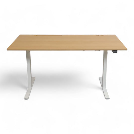 Utmerket Tilstand | Elektrisk Hev/Senk Skrivebord med Hvite Bein, 160x80 cm