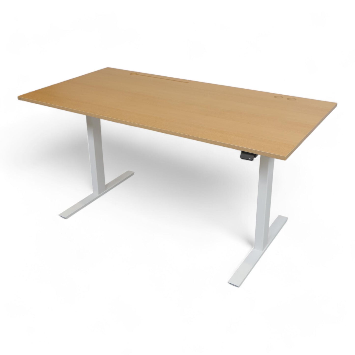 Utmerket Tilstand | Elektrisk Hev/Senk Skrivebord med Hvite Bein, 160x80 cm