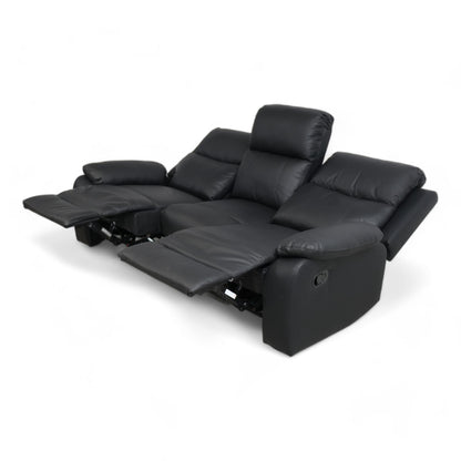 Nyrenset | Sort Mora recliner 3-seter i skinn