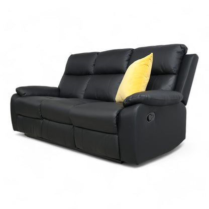 Nyrenset | Sort Mora recliner 3-seter i skinn