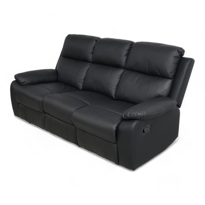 Nyrenset | Sort Mora recliner 3-seter i skinn
