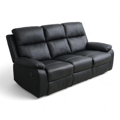 Nyrenset | Sort Mora recliner 3-seter i skinn
