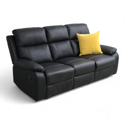 Nyrenset | Sort Mora recliner 3-seter i skinn