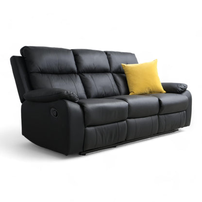 Nyrenset | Sort Mora recliner 3-seter i skinn
