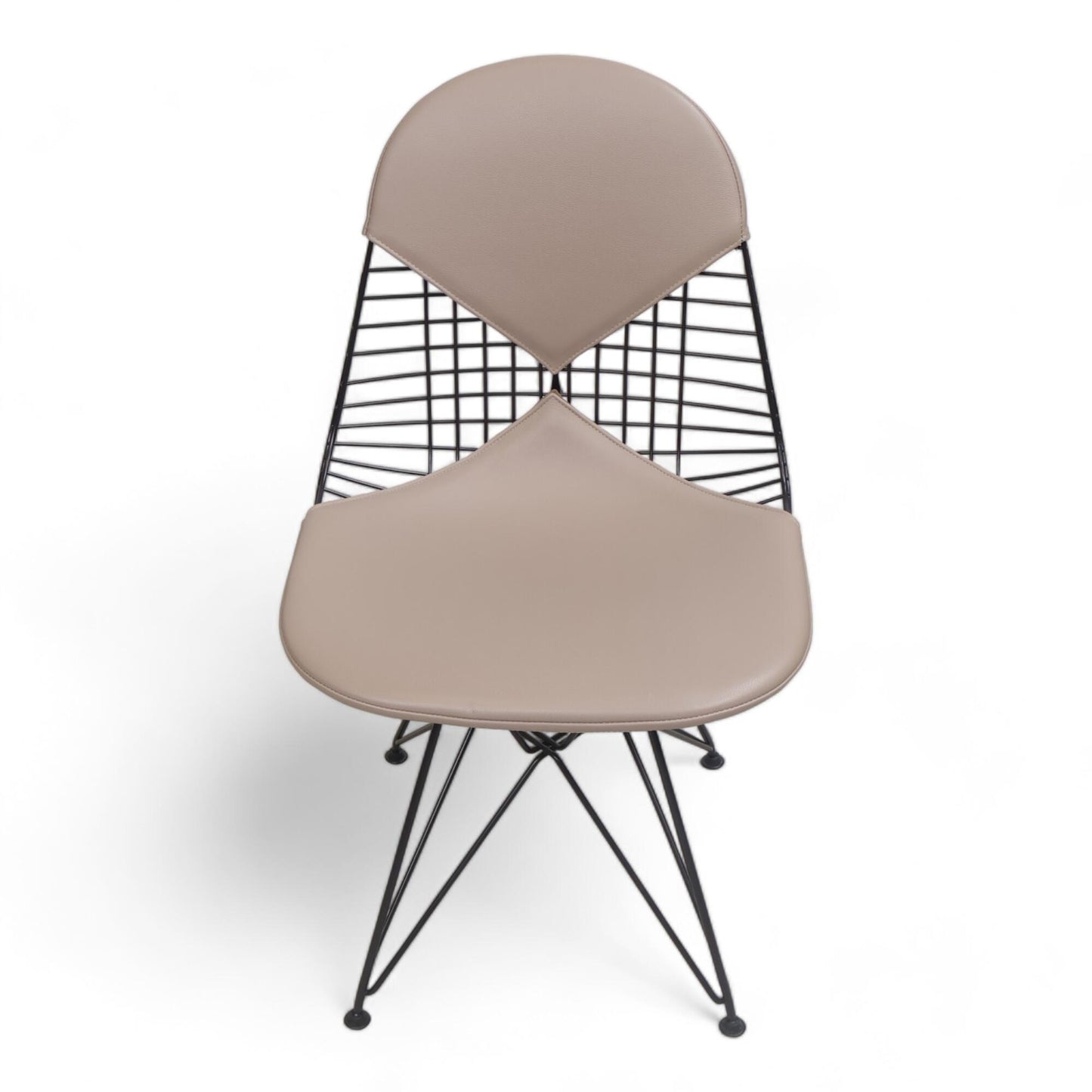 Nyrenset | Vitra Wire Chair DKR-2 i beige skinn