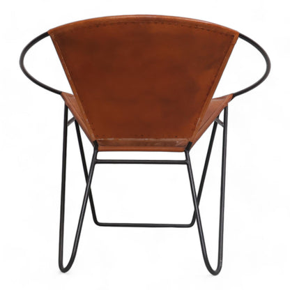 Nyrenset | Lenestol i skinn med puff, klassisk brun