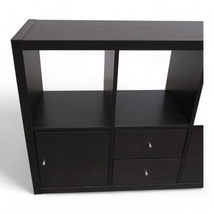 Nyrenset | IKEA Kallax TV-benk, Brunsvart med 4 innsatser