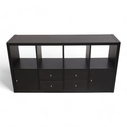 Nyrenset | IKEA Kallax TV-benk, Brunsvart med 4 innsatser