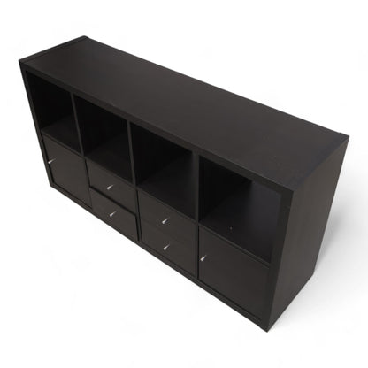 Nyrenset | IKEA Kallax TV-benk, Brunsvart med 4 innsatser