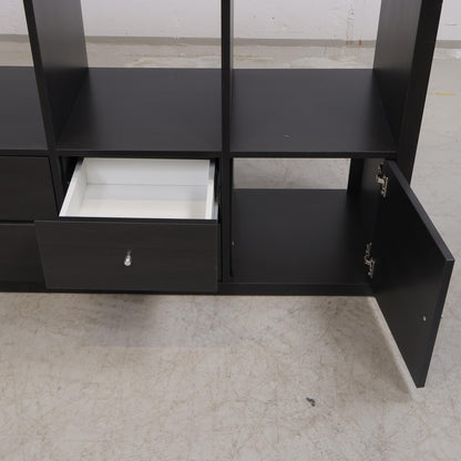 Nyrenset | IKEA Kallax TV-benk, Brunsvart med 4 innsatser