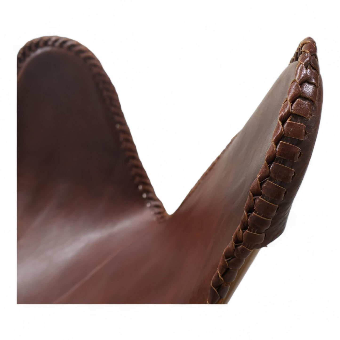 Nyrenset | Mørk brun lenestol "Butterfly chair" i skinn