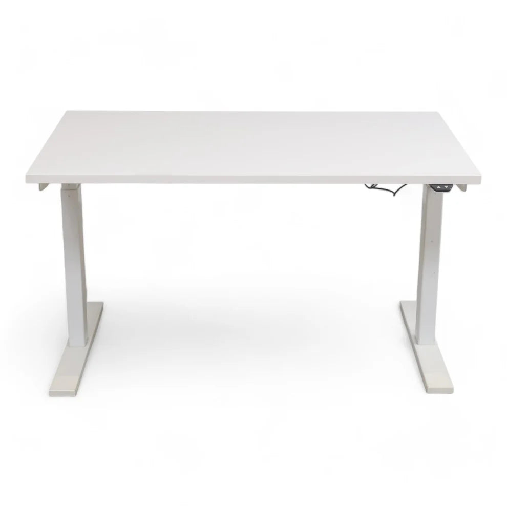 Elektrisk hev/senk skrivebord, hvit, 140x80 cm