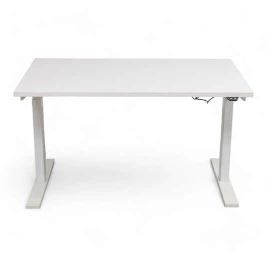 Elektrisk hev/senk skrivebord, hvit, 140x80 cm