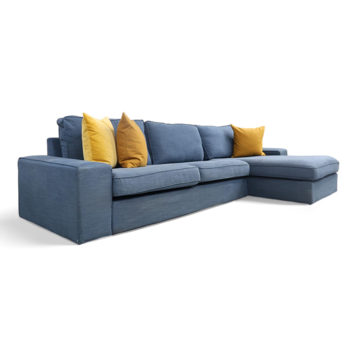 Nyrenset | Blå IKEA Kivik 4-seter sofa med sjeselong