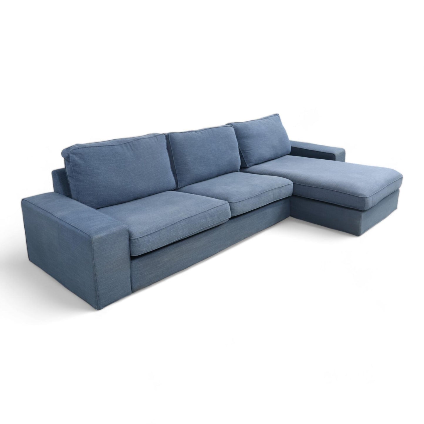 Nyrenset | Blå IKEA Kivik 4-seter sofa med sjeselong