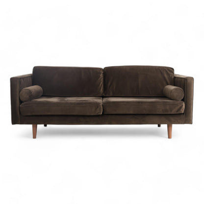Nyrenset | SofaCompany Harper 3-seter sofa i mørk brun velur