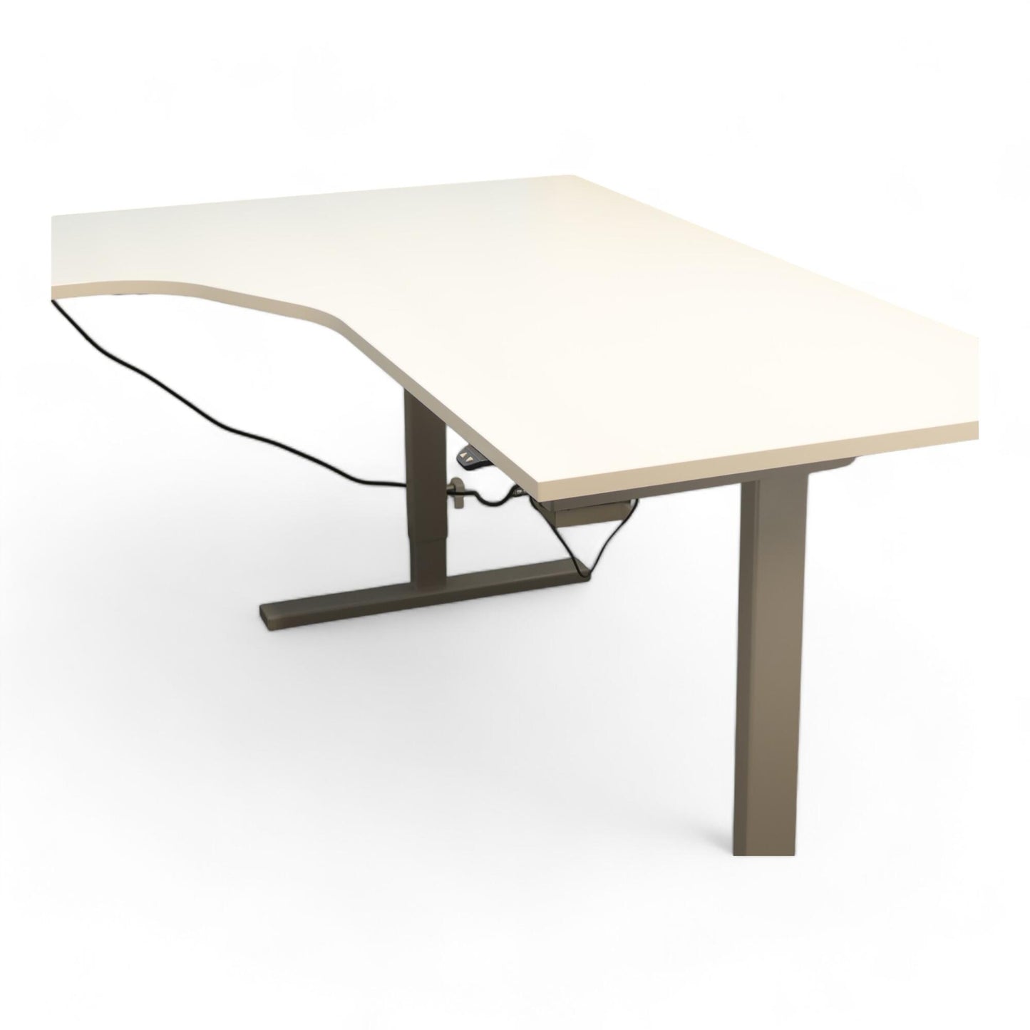 Nyrenset | Linak hvitt høydejusterbart hjørneskrivebord