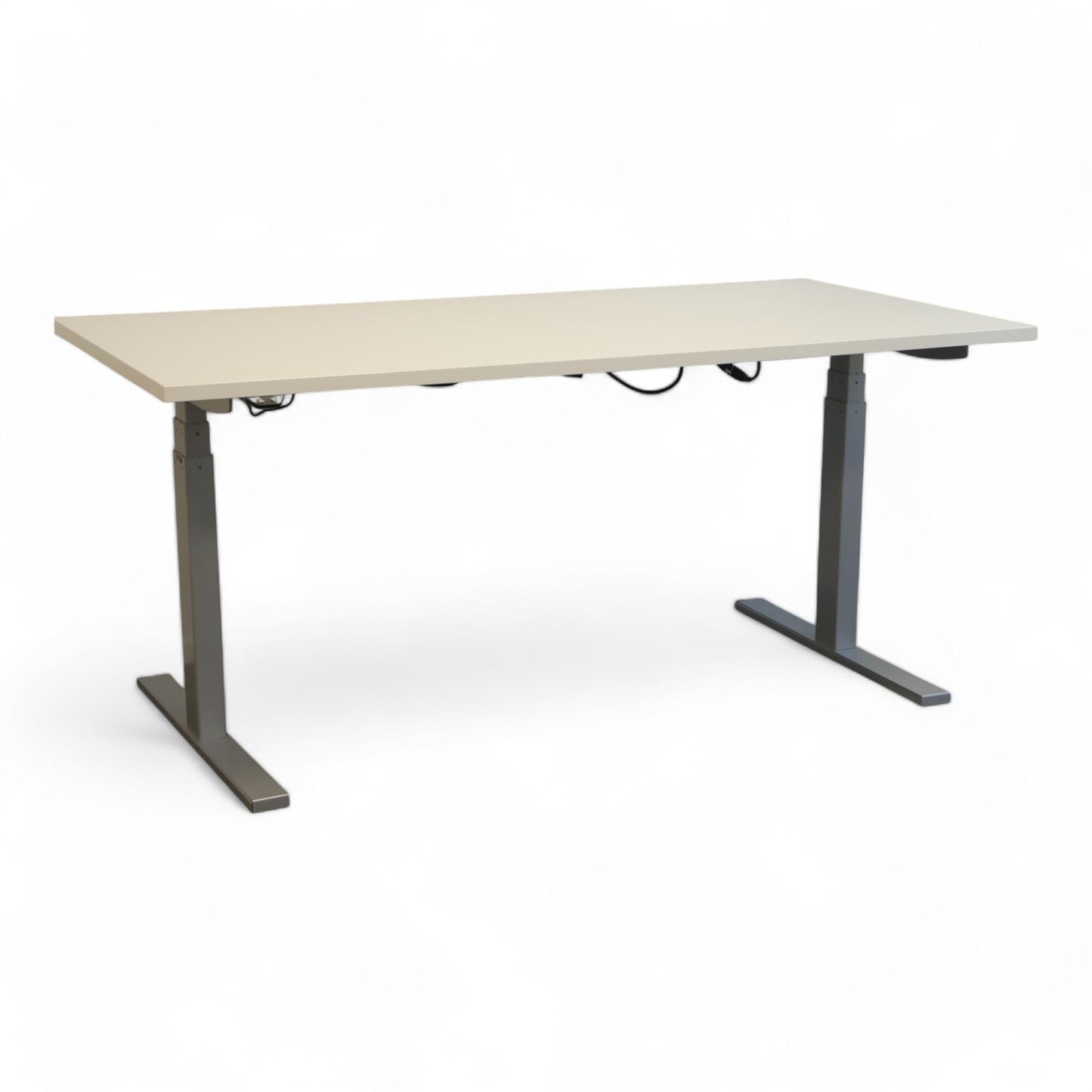 Nyrenset | Linak høydejusterbart skrivebord i hvitt og grått, 160x80cm