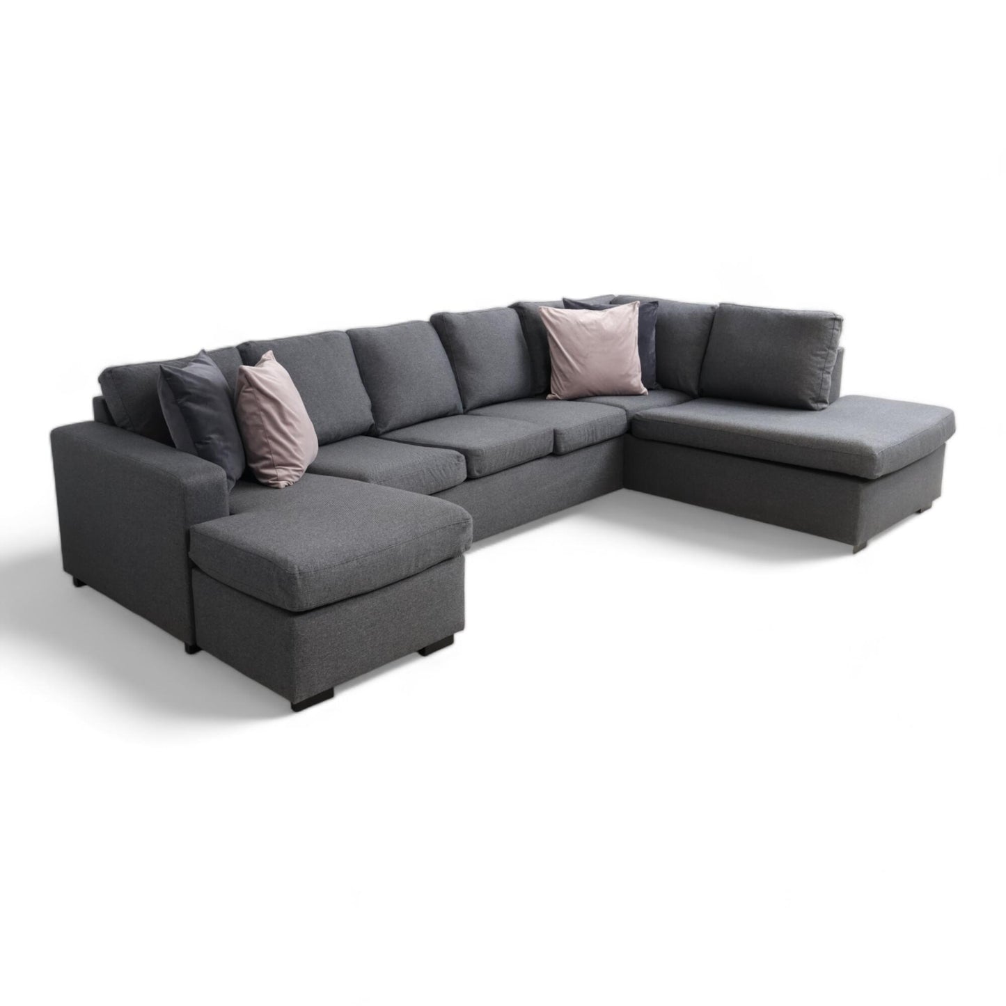 Nyrenset | Grå Crazy U-sofa XL med divan og åpen ende