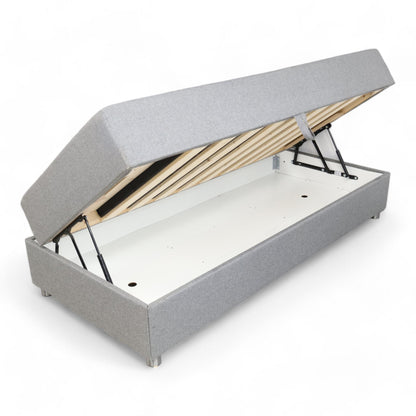 Nyrenset | 90x200 Grå Bohus Stockholm magasinseng med oppbevaring