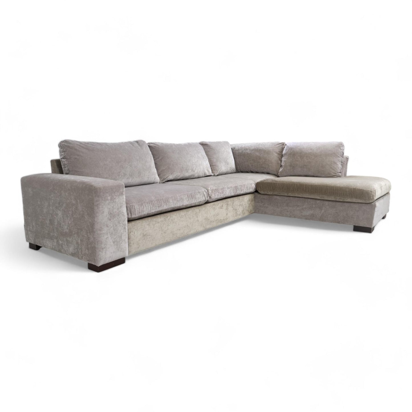 Nyrenset | Eros grå Bohus Hampton Velur sofa med sjeselong