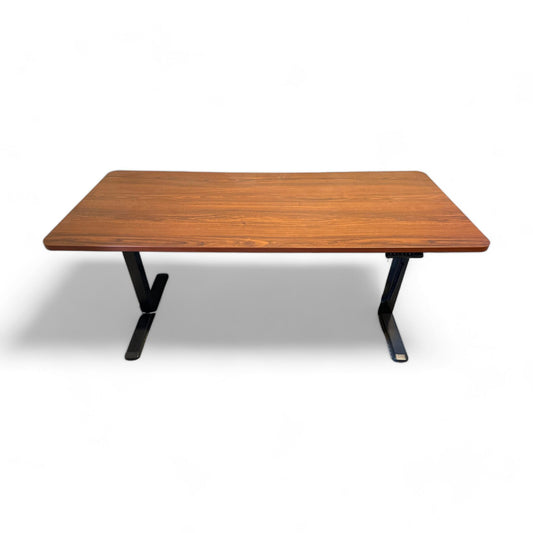 Nyrenset | Ergonomisk hev/senk skrivebord med motor 180 x 75 cm, mørk brun valnøtt