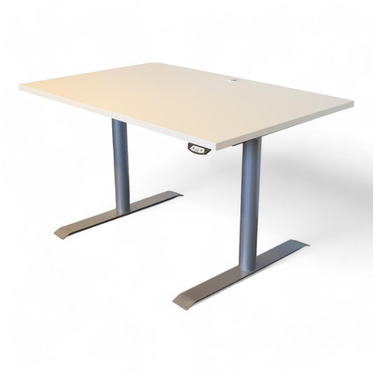 Kvalitetssikret | 120x80 cm, EFG Elektrisk hev/senk skrivebord i hvit/grå