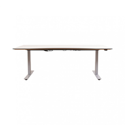 Kvalitetssikret | Linak hev/senk skrivebord, 160x80 cm med skarp magebue