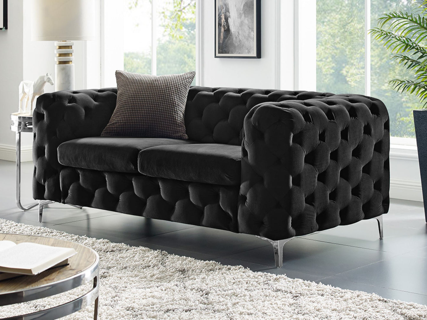 Nyrenset | Sort Bella 2-seter sofa i velur