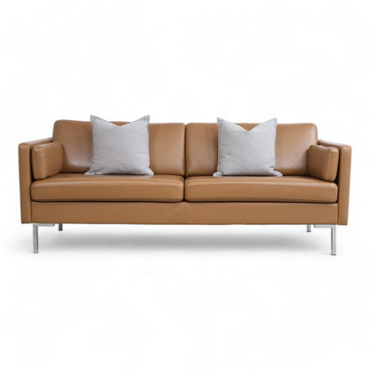 Nyrenset | Brun 3-seter sofa i skinn fra Hjellegjerde