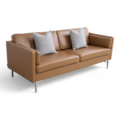 Nyrenset | Brun 3-seter sofa i skinn fra Hjellegjerde